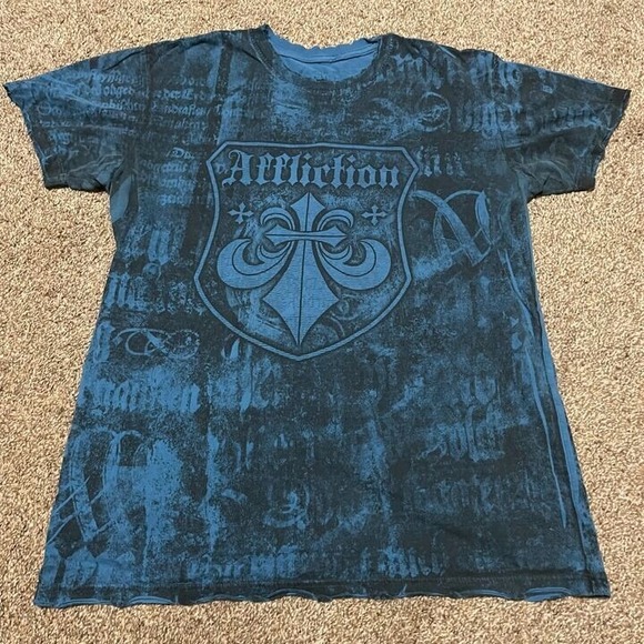Affliction Other - Affliction Blue And Black Distressed Tshirt